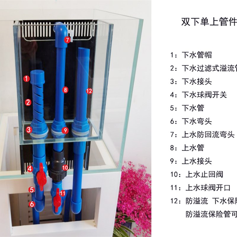 海缸背包溢流过滤/金晶超白/海水缸珊瑚缸过滤/水族箱/底滤缸套装