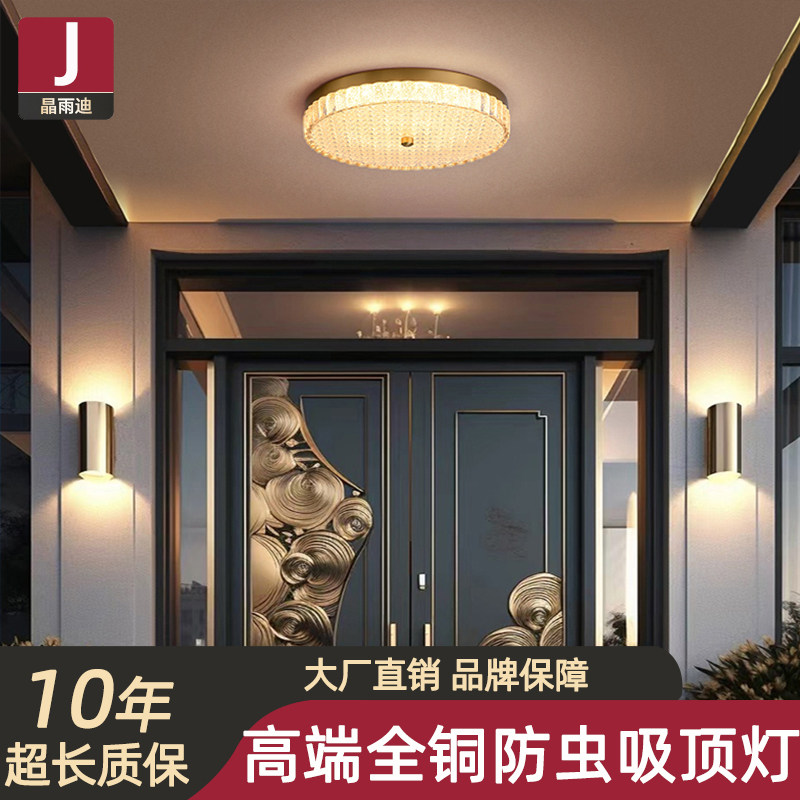 别墅入户大门吸顶灯户外防水防虫室外阳台屋檐自建房大门口照明灯