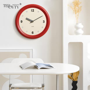 TEBOYTY免打孔钟表挂钟客厅2023新款现代奶油风艺术装饰墙面时钟