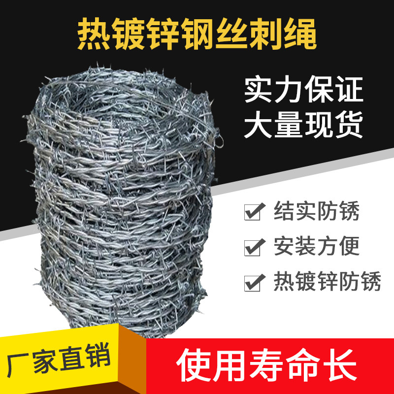 刺绳 刺铁丝 铁刺绳刀片围栏刺网围墙防盗网铁蒺藜铁丝网带刺钢丝