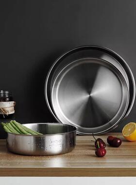 makki 304不锈钢大圆板托盘蒸盘蒸鱼盘年糕冷皮水果盆烤盘24/28cm