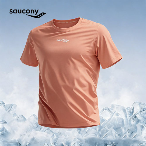 Saucony索康尼健身速干运动T恤男夏季透气圆领上衣舒适跑步短袖T