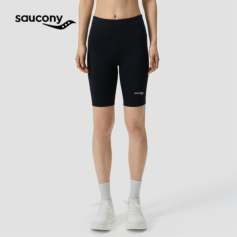 Saucony索康尼新品女子高腰跑步短裤2026春夏跑步训练紧身四分裤