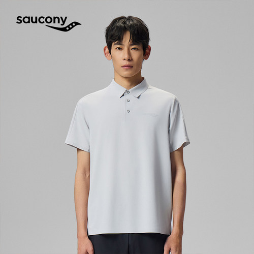 Saucony索康尼时尚休闲Polo衫防紫外线翻领速干上衣舒适透气T恤男
