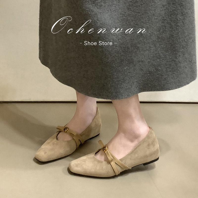 法式复古方头玛丽珍2025新款山茶花蝴蝶结单鞋通勤,女鞋,浅口单鞋,淘宝优惠券,粉丝福利购,淘宝优惠卷