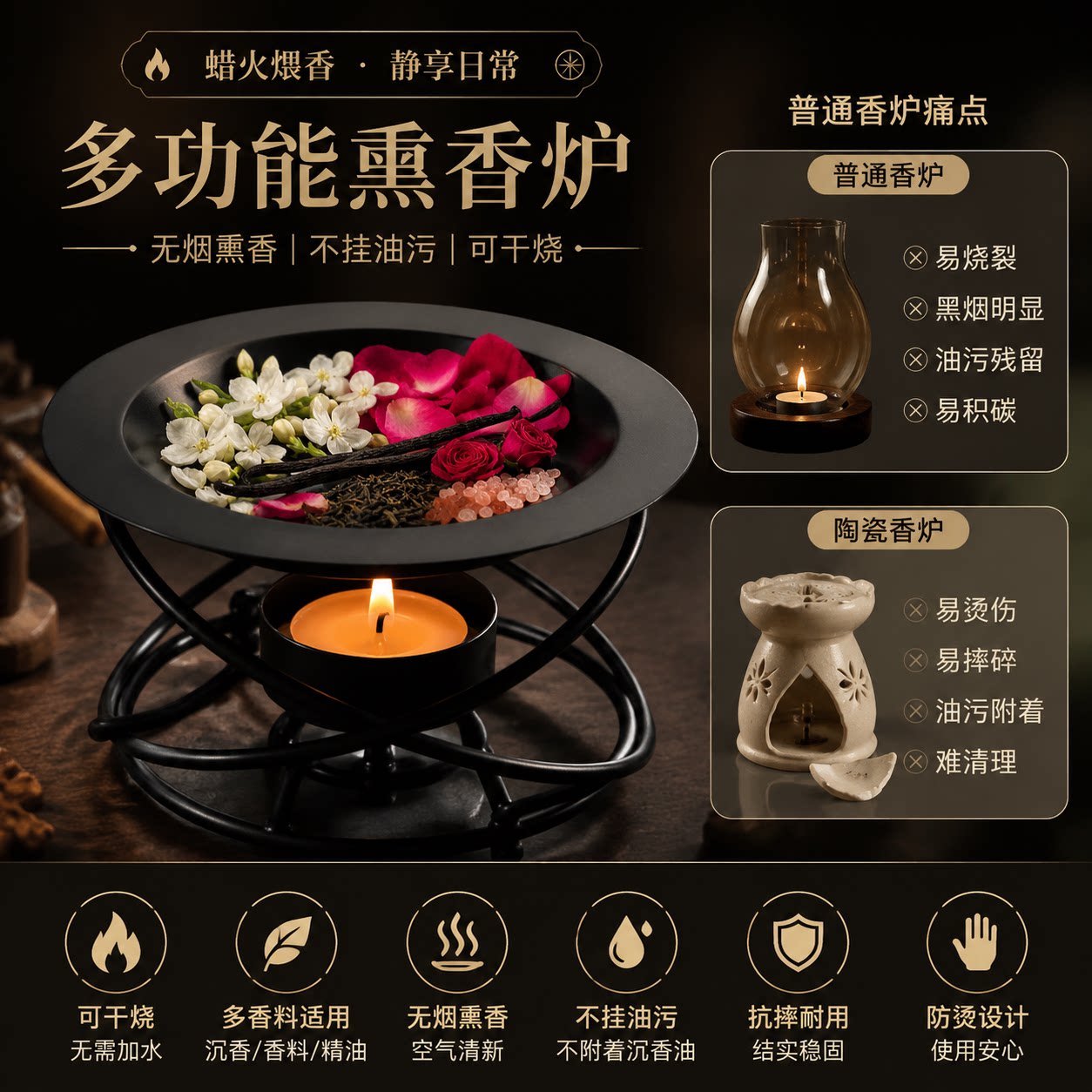 多功能沉香棋楠无烟香薰炉送沉香图片