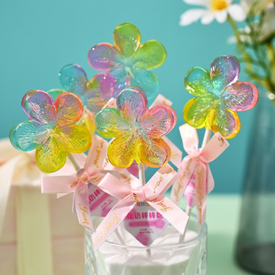 高颜值炫彩七色花棒棒糖手工无蔗糖儿童糖果新年节日活动布置礼品