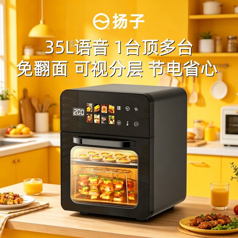 扬子新款家用电烤箱小型烘焙专用空气炸锅微波炉蒸烤三合一体机