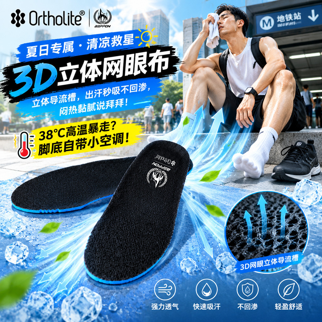 欧索莱男士鞋垫缓震吸汗防臭透气图片