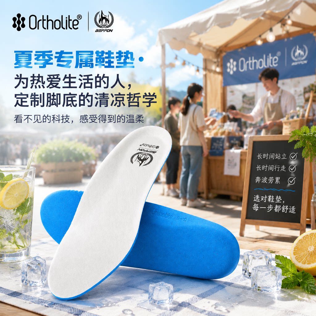 欧索莱夏季吸汗速干支撑足弓鞋垫图片