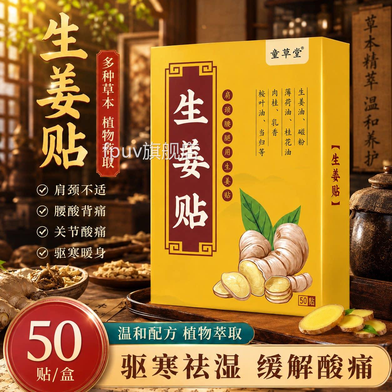 生姜保贴发热生姜贴膝盖热敷帖颈肩贴艾草贴关节健暖宝贴正旗舰店