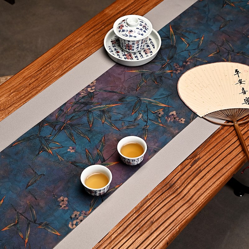 防水茶席云纱桌席垫子高端新中式轻奢长条茶几布茶具桌垫茶道配件