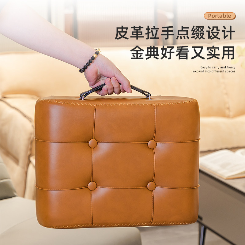 设计师小皮凳子网红换鞋凳门口家用客厅茶几墩子高级感沙发脚踏