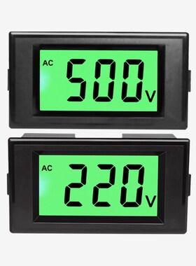 液晶数显交流电压表220v380v110v电压测量显示屏数字表头绿色背光