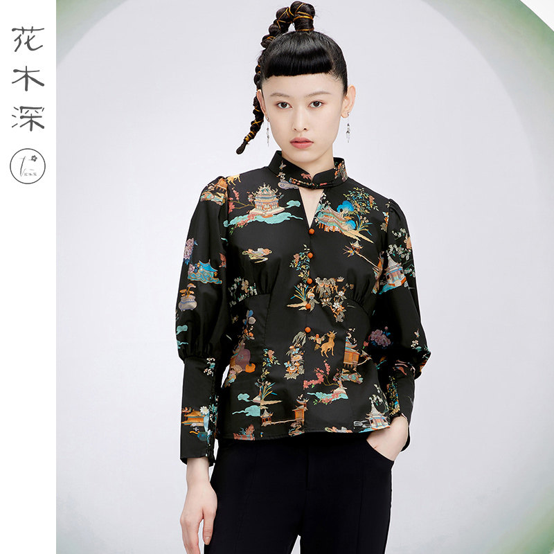 新疆棉衬衫复古设计感小众上衣女图片