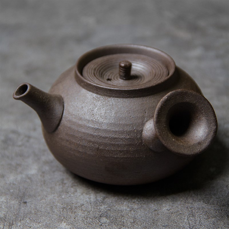 手工复古粗陶茶壶土陶侧把小壶功夫茶具急需壶带过滤普洱煮泡茶壶