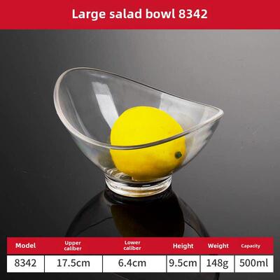 亚克力元宝碗PC水果色拉沙拉碗透明塑料加厚点心甜品碗耐摔意面碗