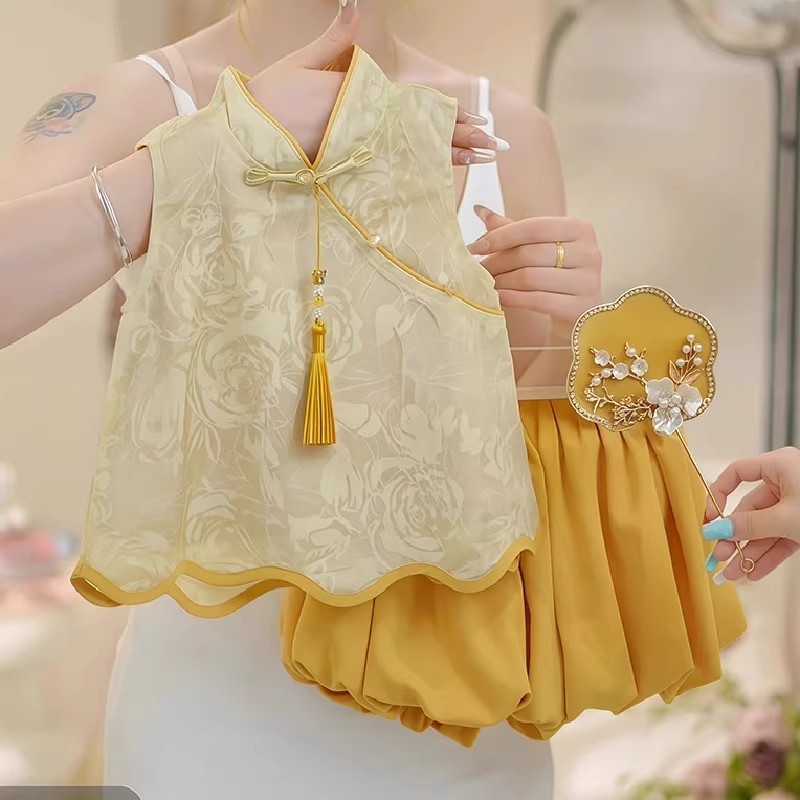 婴儿衣服夏季女童中国风汉服新中式旗袍外穿套装一周岁女宝宝夏装