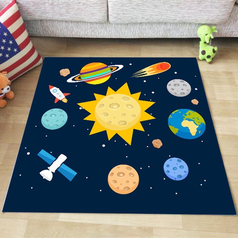 家用星空卡通太空正方形地毯吊篮电脑椅儿童学习椅地垫书桌脚垫