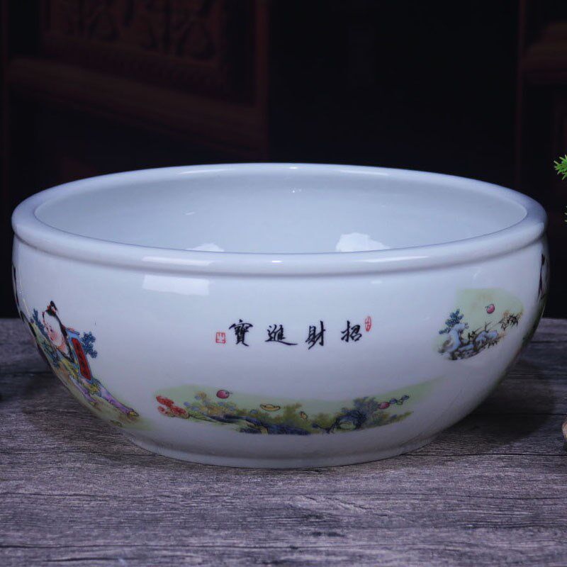 和面盆景德镇陶瓷带盖加厚老式发面揉面盆子釉下不沾水煮鱼加大碗