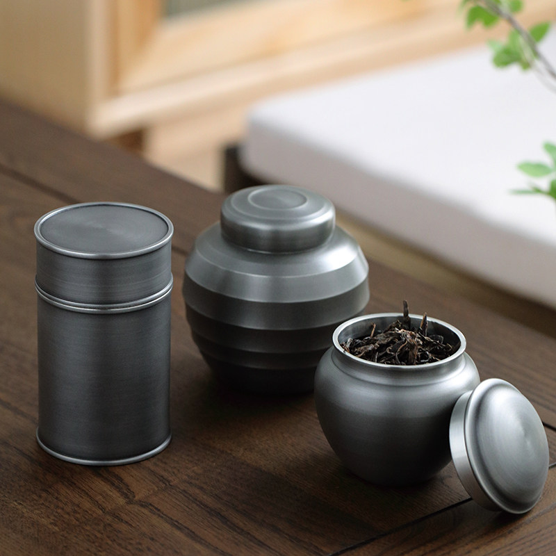 好茗天 纯锡茶叶罐锡罐 存茶密封茶叶罐储茶罐便携禅意旅行罐小号