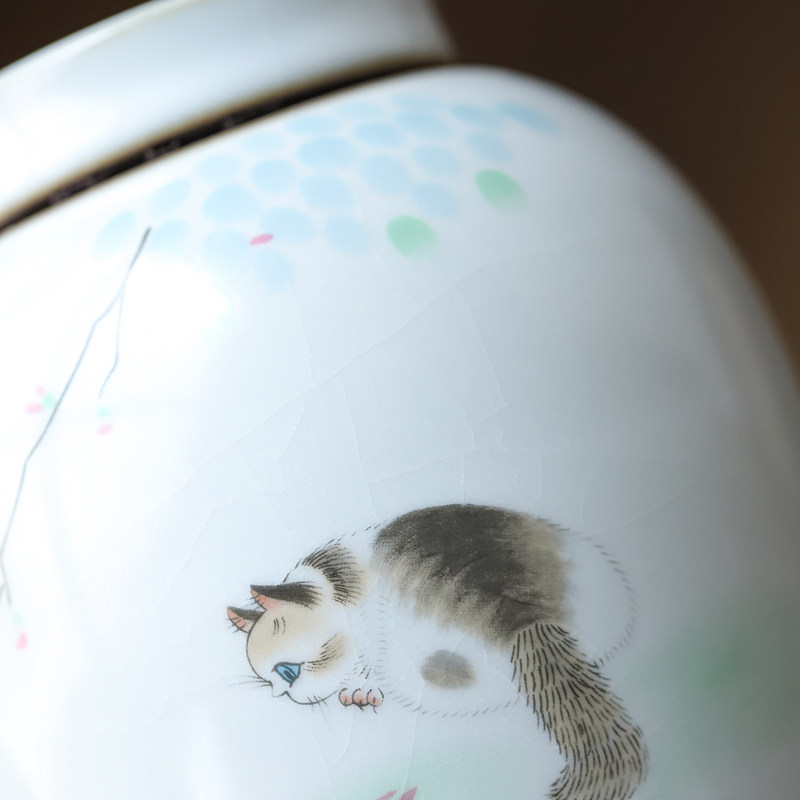 汝窑猫咪茶叶罐创意个性时尚家用密封罐精品高档日式储茶陶瓷罐子