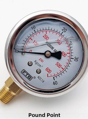 Ftb立式60mm充油压力表0-40Kg/Cm2空气压力表600Psi液压压力表Pt1