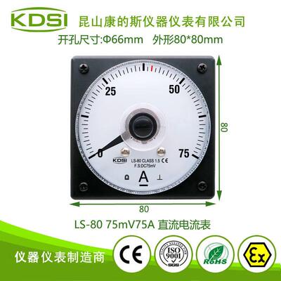 指针式电流表LS-80 DC50mV,60mV,75mV输入10~1000A 80*80广角度表