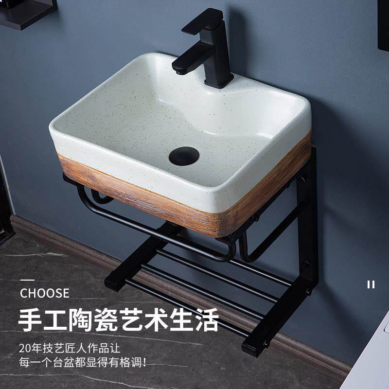 挂墙ZJTSP-2式钢洗手盆化妆室洗脸盆组合小户柜型单孔不锈支架陶