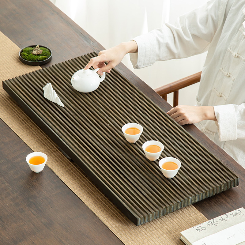 天然乌金石茶盘家用简约功夫茶具茶台大小号电木式茶托盘干泡台盘