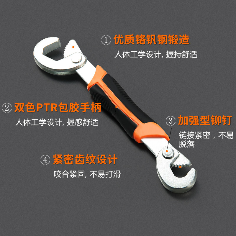迷你小万能扳手多功能万用活动活口板手自紧开口管钳板子工具套装