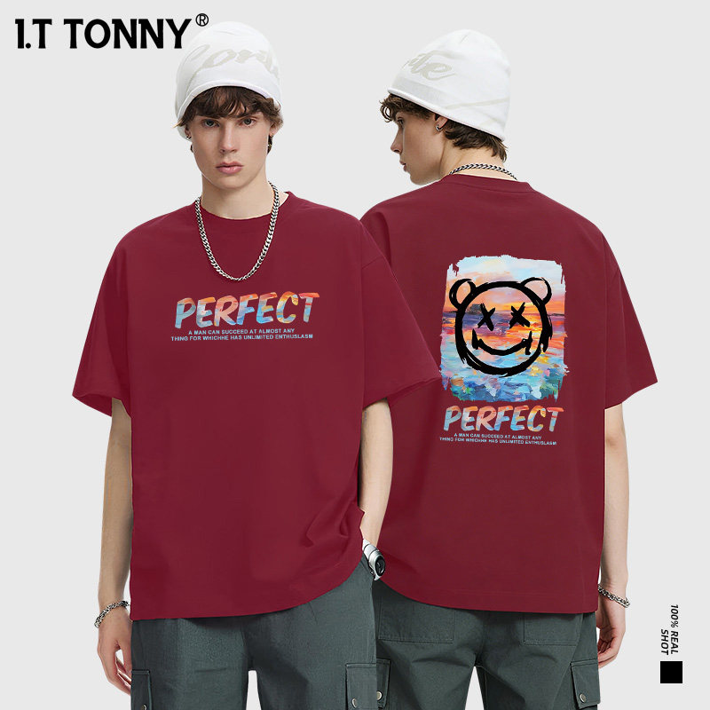 潮牌I.T TONNY官方街头风运动印花新款宽松休闲情侣款短袖T恤YF