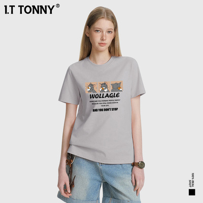 潮牌I.T TONNY圆领情侣短袖T恤纯色耐看版型逛街约会时尚款