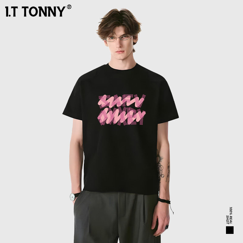 潮牌I.T TONNY气质情侣短袖T恤纯色简约宽松显瘦居家休闲短袖XL