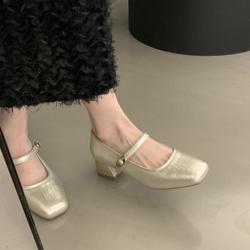 巨好看网红小皮鞋女2026新款春夏季配裙子粗跟高跟鞋玛丽珍单鞋子