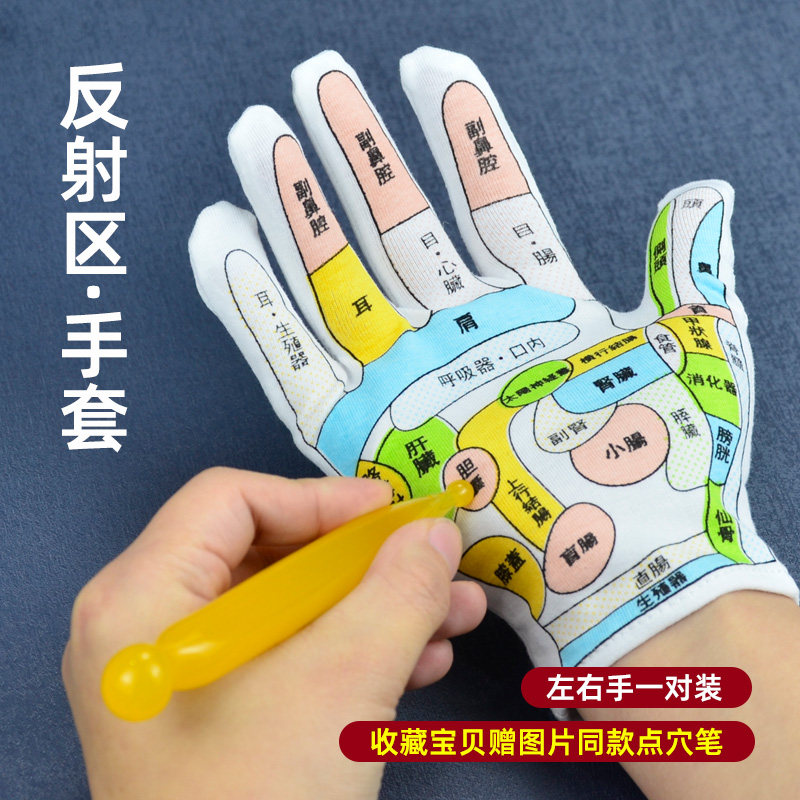 穴位手套手疗按摩工具手部反射区图男女通用人体穴位模型教学工具