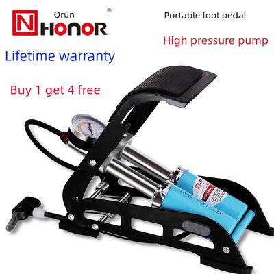 欧奈脚操式充气机电动汽车高压便携式气泵脚操式气泵带气压计