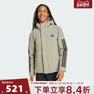 adidas阿迪达斯男子3S HOODED INS J运动休闲棉服外套JY8305