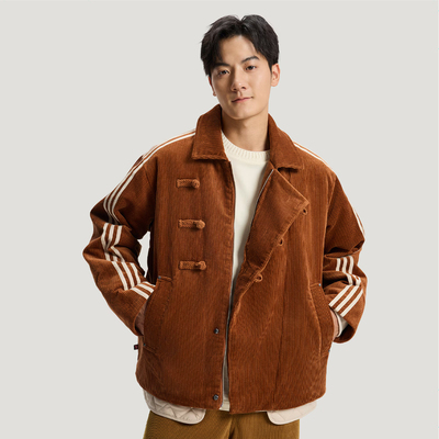 adidas阿迪达斯三叶草男子新年款新中式灯芯绒休闲棉服外套KQ5135