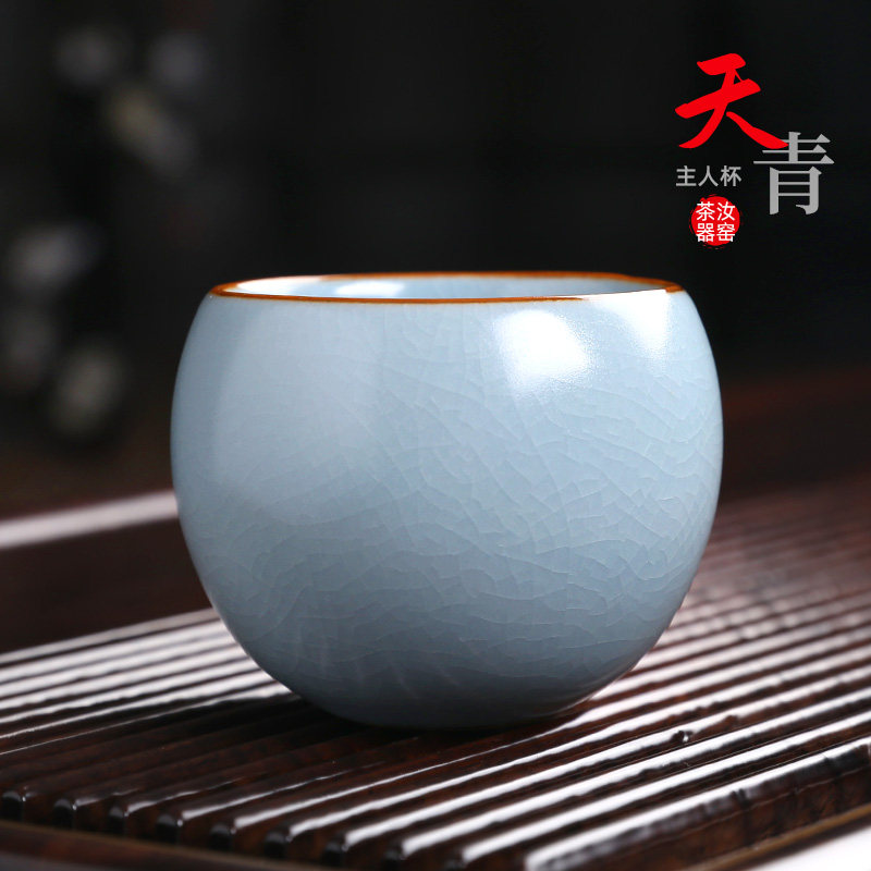 茶具茶杯个人专用陶瓷主人杯单杯高端男女冰裂开片汝窑品茗杯单个
