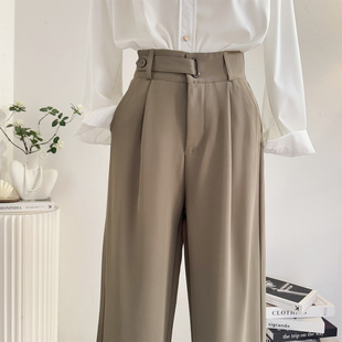 西装裤女2026春夏季高腰直筒宽松窄版阔腿裤垂感通勤气质休闲西裤