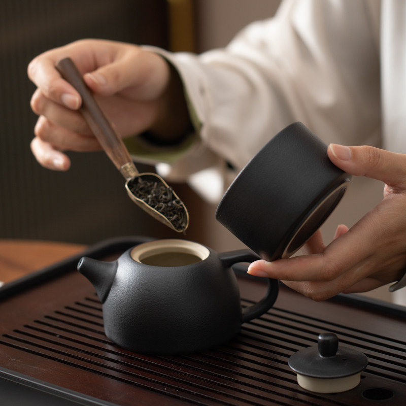 整套功夫茶具套装黑陶轻奢功夫陶瓷泡茶高档办公茶壶茶杯茶盘定制