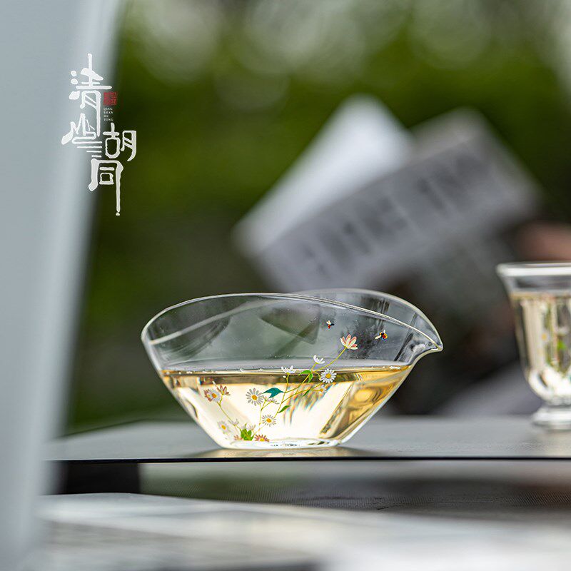 清山胡同小雏菊耐热玻璃公道杯 德化手工茶具家用分茶器