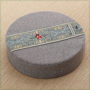 亚麻蒲团禅修打坐垫可拆洗布艺坐垫加厚圆坐垫佛堂打座盘腿垫跪垫