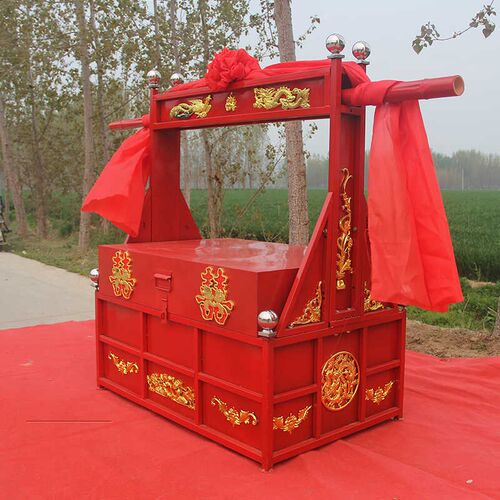 嫁妆礼盒提盒镀锌钢管材质婚庆道具婚礼古典花轿礼箱中式迎亲礼盒