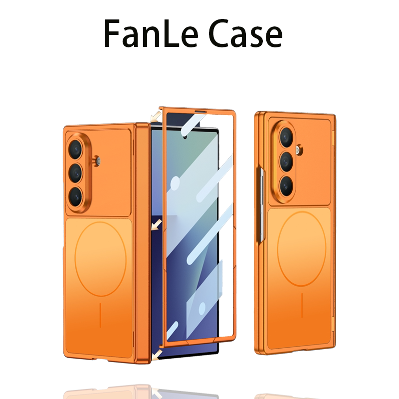 适用三星Fold7折叠屏手机壳磁吸铰链全包壳肤感zfold7保护套磨砂秒变Galaxy Z Fold6无线充壳膜一体内置磁吸