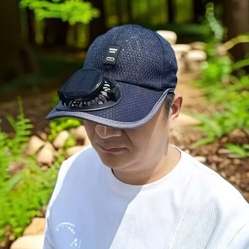 太阳能风扇帽子充电防晒钓鱼数显遮阳帽夏季遮阳户外鸭舌帽hzl