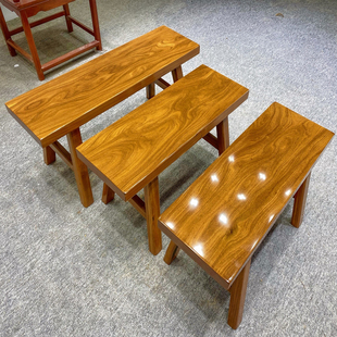 柚木长条凳子柚木王实木长板凳大板餐桌奥坎巴花黄花梨椅子原木