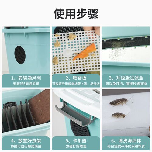 杜比亚蟑螂饲养盒爬虫箱爬宠养殖携带箱昆虫躲避专用油葫芦笼蛐蛐