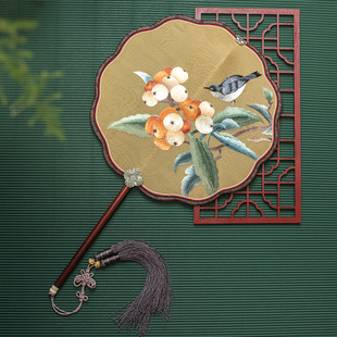 筛月苏州古风团扇手工苏绣女复古真丝宫扇中式结婚汉服双面绣扇子